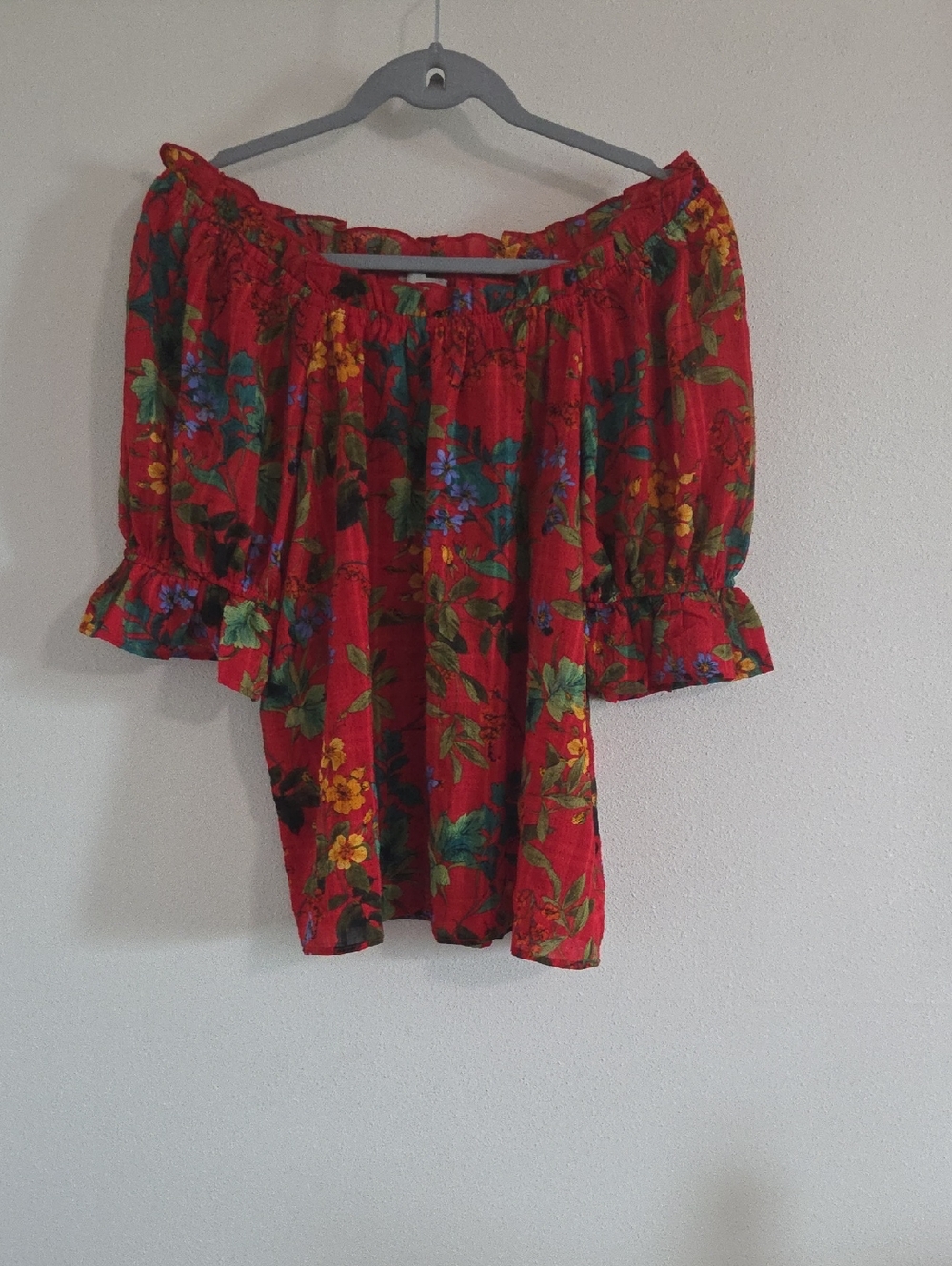 Chenault Red Floral Off-Shoulder Top